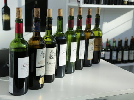 NEW YORK - MARCH 6 , 2018: French wines on display at Vinexpo New York in Javits Convention Center. Vinexpo is one of the largest exhibitions for wine and spirits professionals from all over the worldのeditorial素材