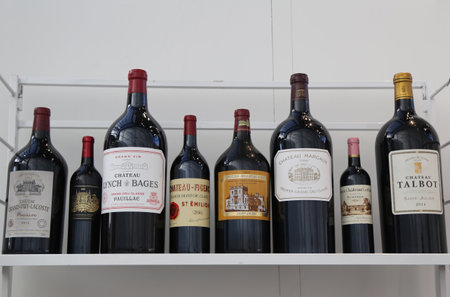NEW YORK - MARCH 6 , 2018: French wines on display at Vinexpo New York in Javits Convention Center. Vinexpo is one of the largest exhibitions for wine and spirits professionals from all over the worldのeditorial素材