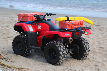 PALM BEACH, FLORIDA - MARCH 21, 2018: Ocean Rescue ATV at Palm Beach, Florida. Palm Beach is a town in South Florida, separated from the mainland by the Lake Worth Lagoonのeditorial素材