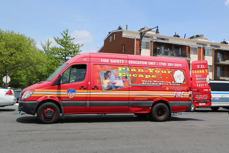 BROOKLYN, NEW YORK - MAY 20, 2018: FDNY Fire Prevention Education Unit during Bay Fest street...