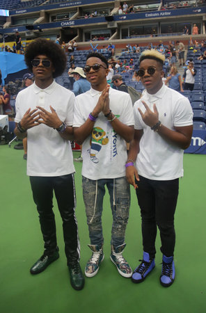 NEW YORK - AUGUST 26, 2017: American pop rock band Saving Forever participates at Arthur Ashe Kids Day 2017 at Billie Jean King National Tennis Centerのeditorial素材