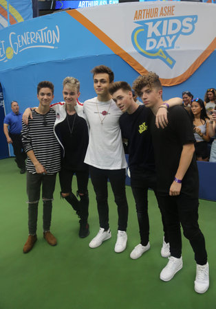 NEW YORK - AUGUST 26, 2017: American pop boyband Why Don't We participates at Arthur Ashe Kids Day...