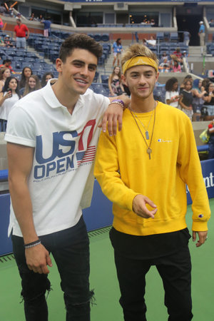 NEW YORK - AUGUST 26, 2017: American pop-rap duo Jack & Jack participates at Arthur Ashe Kids Day 2017 at Billie Jean King National Tennis Centerのeditorial素材