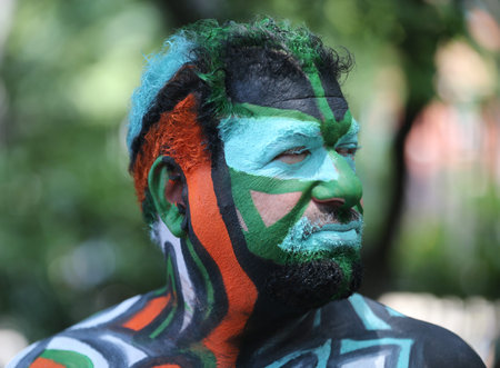 NEW YORK - JULY 14, 2018: Artists paint  fully nude models of all shapes and sizes during 5th NYC...
