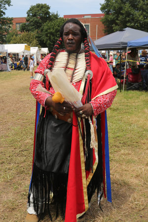 NEW YORK - JULY 29, 2018: Unidentified Native American during 40th Annual Thunderbird American...
