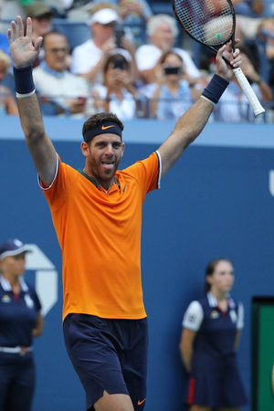 NEW YORK - SEPTEMBER 4, 2018: Grand Slam champion Juan Martin Del Potro of Argentina celebrates...