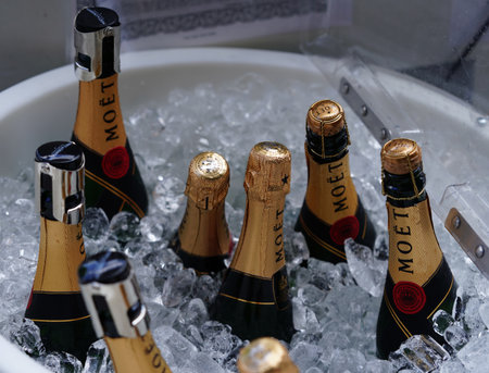 NEW YORK - SEPTEMBER 1, 2018: Moet and Chandon champagne presented at the National Tennis Center during US Open 2018 in New York. Moet and Chandon is the official champagne of the US Openのeditorial素材