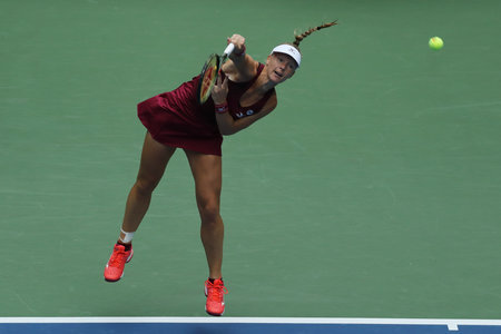 NEW YORK - SEPTEMBER 1, 2018: Professional tennis player Kiki Bertens of Netherlands in action during her round of 32 match at the 2018 US Open at Billie Jean King National Tennis Centerのeditorial素材