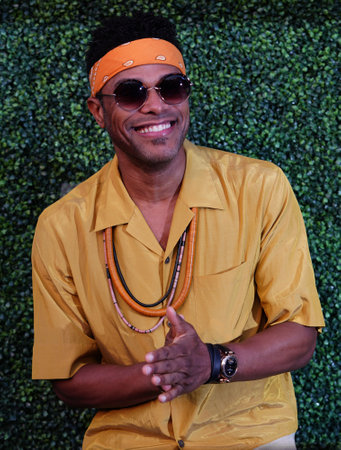 NEW YORK - AUGUST 27, 2018: American singer and songwriter Maxwell and 2018 US Open Opening Ceremony National Anthem Singer at opening night ceremony at National Tennis Center in New Yorkのeditorial素材