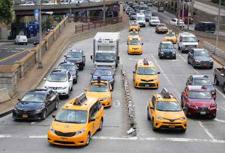 NEW YORK CITY - AUGUST 9, 2018: New York City Taxi in Manhattan. New York City has around 6,000...