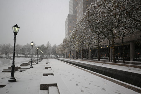 NEW YORK - NOVEMBER 15, 2018: First Snowfall of the Season in Manhattanのeditorial素材
