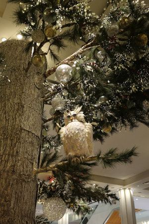 NEW YORK - DECEMBER 6, 2018: Christmas decor with Believe campaign theme at Macy's flagship store at Herald Square in New Yorkのeditorial素材