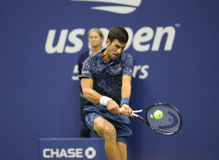 NEW YORK - SEPTEMBER 9, 2018: 2018 US Open Champion Novak Djokovic of Serbia in action during his...