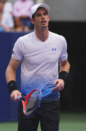 NEW YORK - AUGUST 27, 2018: Grand Slam Champion Andy Murray of Great Britain in action during first...