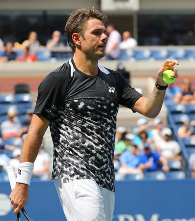 NEW YORK - AUGUST 27, 2018:  Grand Slam Champion Stanislas Wawrinka of Switzerland in action during...