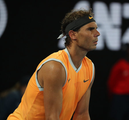 MELBOURNE, AUSTRALIA - JANUARY 24, 2019: Seventeen times Grand Slam champion Rafael Nadal of Spain...