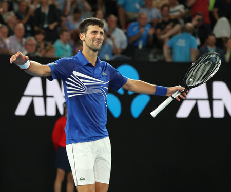 MELBOURNE, AUSTRALIA - JANUARY 27, 2019: 2019 Australian Open champion Novak Djokovic of Serbia...