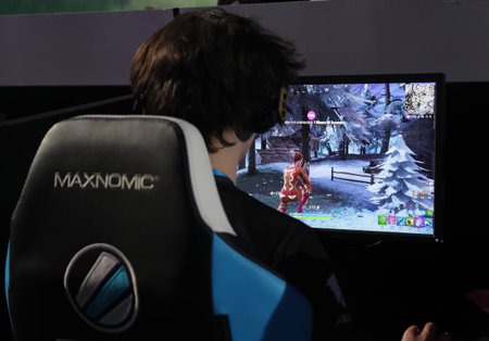 MELBOURNE, AUSTRALIA - JANUARY 27, 2019: Hundreds Fortnite gamers compete during Fortnite Summer...