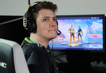 MELBOURNE, AUSTRALIA - JANUARY 27, 2019: Hundreds Fortnite gamers compete during Fortnite Summer Smash at Australian Open 2019 in Melbourne. Fortnite is an online video game developed by Epic Games and released in 2017のeditorial素材