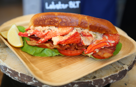 Lobster roll served in a restaurantの写真素材