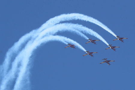 MELBOURNE, AUSTRALIA - JANUARY 26, 2019: The Royal Australian Air Force's Roulettes aerobatic...