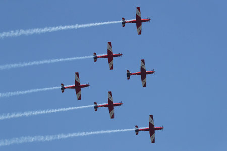 MELBOURNE, AUSTRALIA - JANUARY 26, 2019: The Royal Australian Air Force's Roulettes aerobatic...