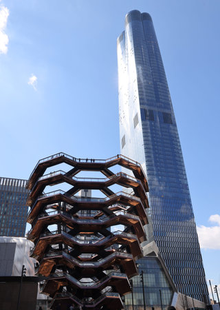 NEW YORK - MARCH 19, 2019: The Vessel, the centerpiece of the Public Square and Gardens at Hudson...