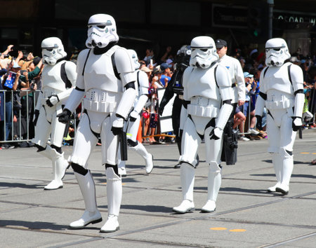 MELBOURNE, AUSTRALIA - JANUARY 26, 2019: 501st Legion members marching during 2019 Australia Day Parade in Melbourneのeditorial素材