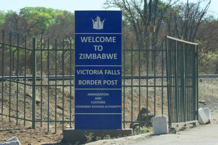 VICTORIA FALLS, ZIMBABWE - OCTOBER 2, 2018: Victoria Falls border post in Zimbabweのeditorial素材