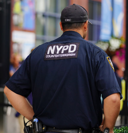 NEW YORK - SEPTEMBER 8, 2018: NYPD counter terrorism police officer provides security at National...