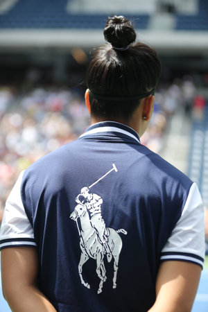 NEW YORK - AUGUST 22, 2018: Ball boy in action during 2018 US Open match at Billie Jean King...