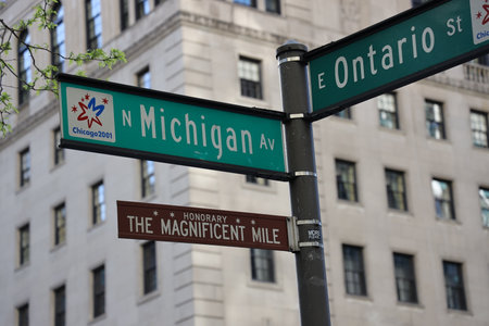 The Magnificent Mile sign in Chicago, Illinoisのeditorial素材