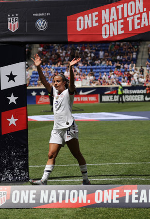 HARRISON, NJ - MAY 26, 2019: U.S. Women's National Soccer Team forward Mallory Pugh #2 during Send-Off Celebration for 2019 Women's World Cup in Harrison, NJ after friendly game against Mexicoのeditorial素材