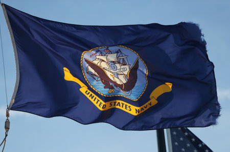 BROOKLYN, NEW YORK - FEBRUARY 14, 2019: Flag of the United States Navy in Brooklyn, New Yorkのeditorial素材