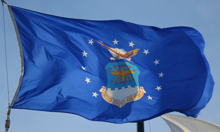 BROOKLYN, NEW YORK - FEBRUARY 14, 2019: Flag of the United States Air Force in Brooklyn, New Yorkのeditorial素材