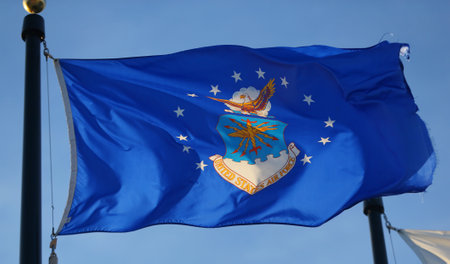 BROOKLYN, NEW YORK - FEBRUARY 14, 2019: Flag of the United States Air Force in Brooklyn, New Yorkのeditorial素材