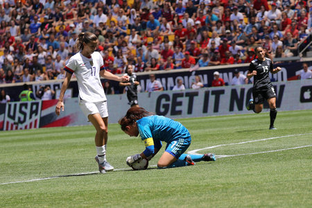 HARRISON, NJ - MAY 26, 2019: Goalkeeper Cecilia Santiago of Mexico in action during friendly game against U.S. Women's National Soccer Team as preparation for 2019 Women's World Cup in Harrison, NJのeditorial素材