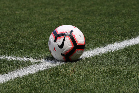 HARRISON, NJ - MAY 26, 2019: U.S. Nike match ball at the Red Bull Stadium before friendly game U.S....