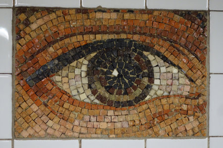 NEW YORK - MARCH 6, 2016: Subway Artwork "Oculus' at Chambers Street Subway station in Manhattan.The project presents the eyes of three hundred individual New Yorkers by Kristin Jones and Andrew Ginzelのeditorial素材