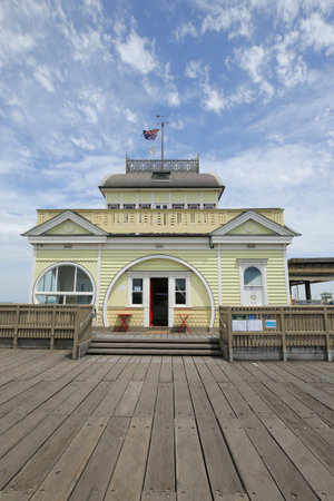 ST KILDA, AUSTRALIA - JANUARY 25, 2019: The St Kilda Pavilion located at the end of St Kilda Pier, in St Kilda, Victoria, Australia. It is a historic kiosk built in 1904 by John W. Douglasのeditorial素材
