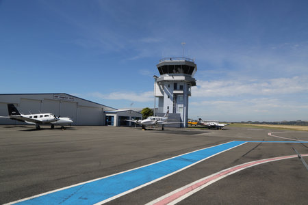 NAPIER, NEW ZEALAND - JANUARY 30, 2019: Air control tower at the Hawke's Bay Airport, Napier, New Zealandのeditorial素材