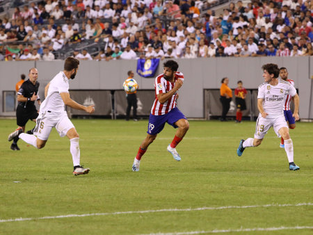 EAST RUTHERFORD, NJ - JULY 26, 2019: Diego Costa of Atletico de Madrid  #19 in action during match against Real Madrid in the 2019 International Champions Cup at MetLife stadium. Real Madrid lost 3-7のeditorial素材
