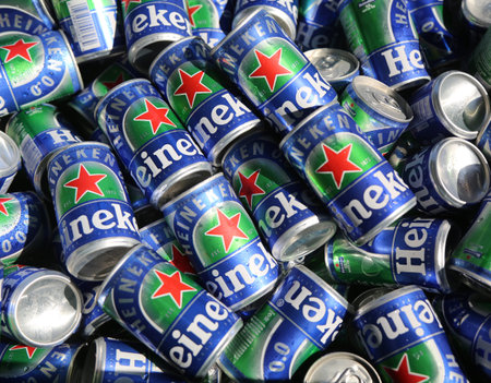 NEW YORK - AUGUST 22, 2019: Third largest brewer in the world Heineken International introduced...