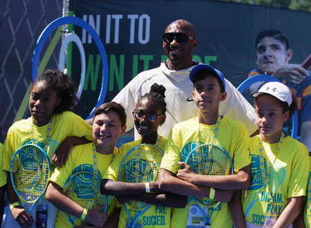 NEW YORK - AUGUST 29, 2019: Basketball legend Kobe Bryant visits the 2019 US Open and the Net Generation Kids' Zone at Billie Jean King National Tennis Centerのeditorial素材