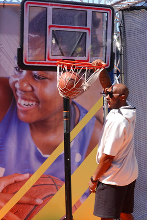 NEW YORK - AUGUST 29, 2019: Basketball legend Kobe Bryant visits the 2019 US Open and the Net Generation Kids' Zone at Billie Jean King National Tennis Centerのeditorial素材