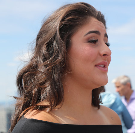 NEW YORK - SEPTEMBER 8, 2019: 2019 US Open champion  Bianca Andreescu of Canada poses with US Open trophy on the Top of the Rock Observation Deck at Rockefeller Center in New Yorkのeditorial素材