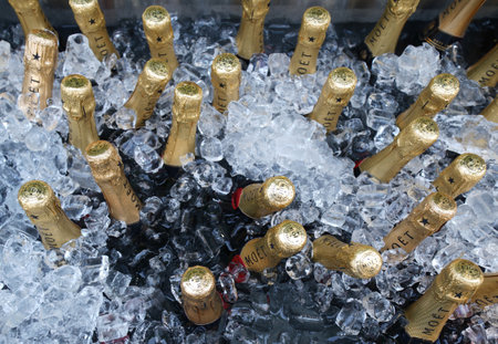 NEW YORK - AUGUST 31, 2019: Moet and Chandon champagne presented at the National Tennis Center during 2019 US Open in New York. Moet and Chandon is the official champagne of the US Openのeditorial素材