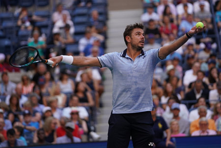 NEW YORK - SEPTEMBER 3, 2019: Grand Slam Champion Stanislas Wawrinka of Switzerland in action during...