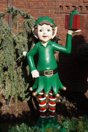 Christmas house decoration display in the suburban Brooklyn neighborhood of Dyker Heights
