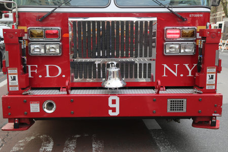 NEW YORK - AUGUST 6, 2015: FDNY Ladder 9 in midtown Manhattan in New York. FDNY is the largest...